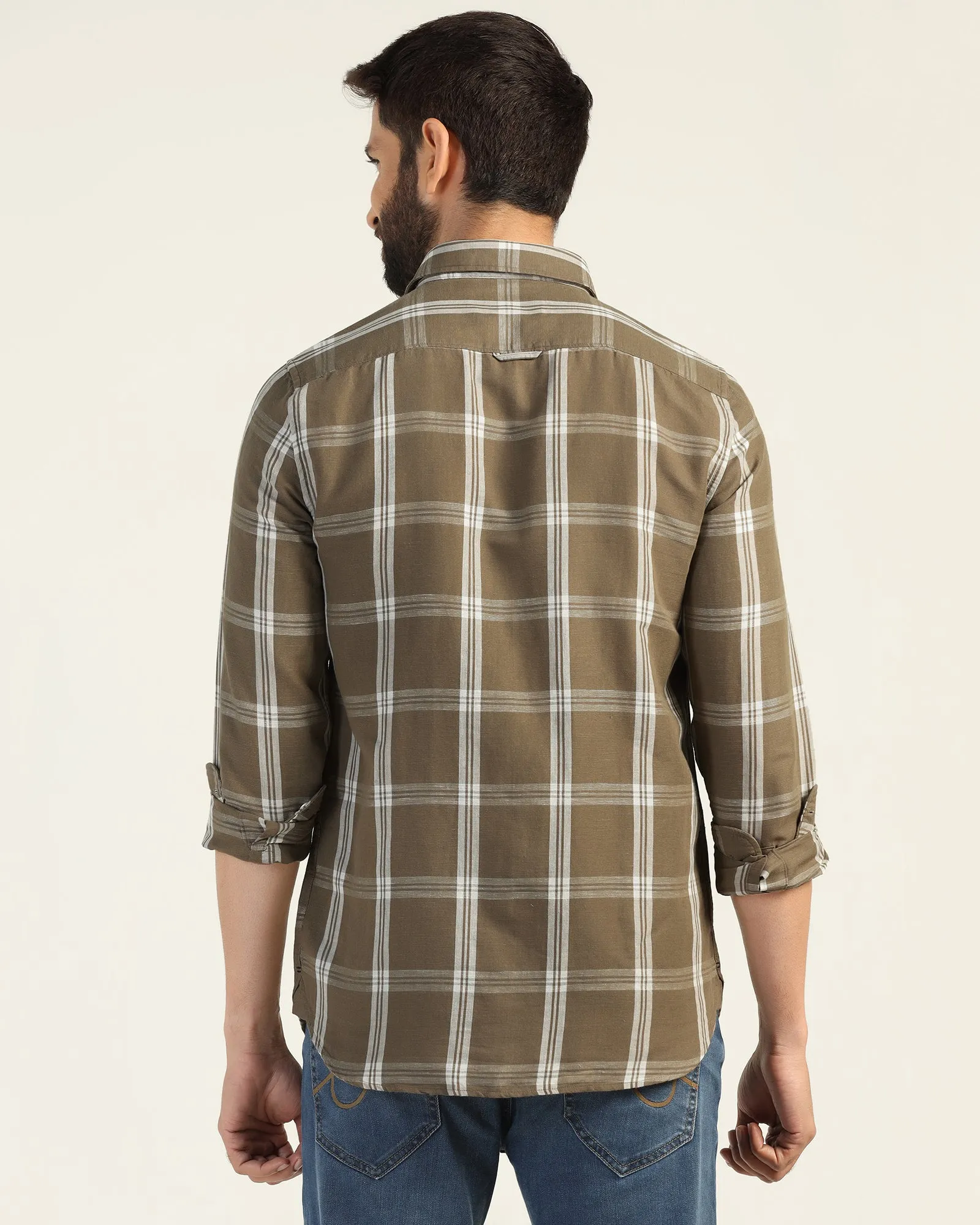 Linen Casual Natural Check Shirt - Yori Beach Wear