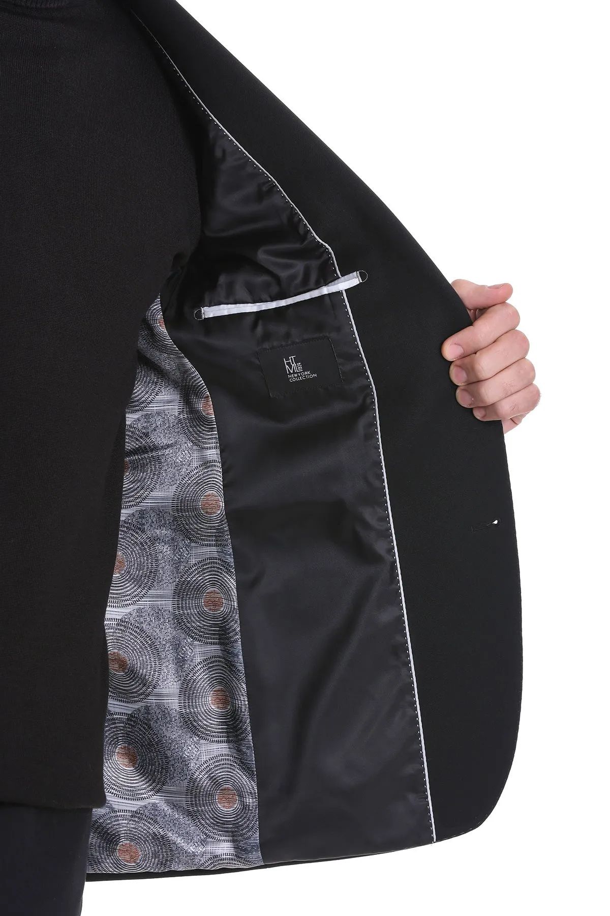 Slim Fit Notch Lapel Black Classic Blazer Non Restrictive Cut Odor Resistant Fabric