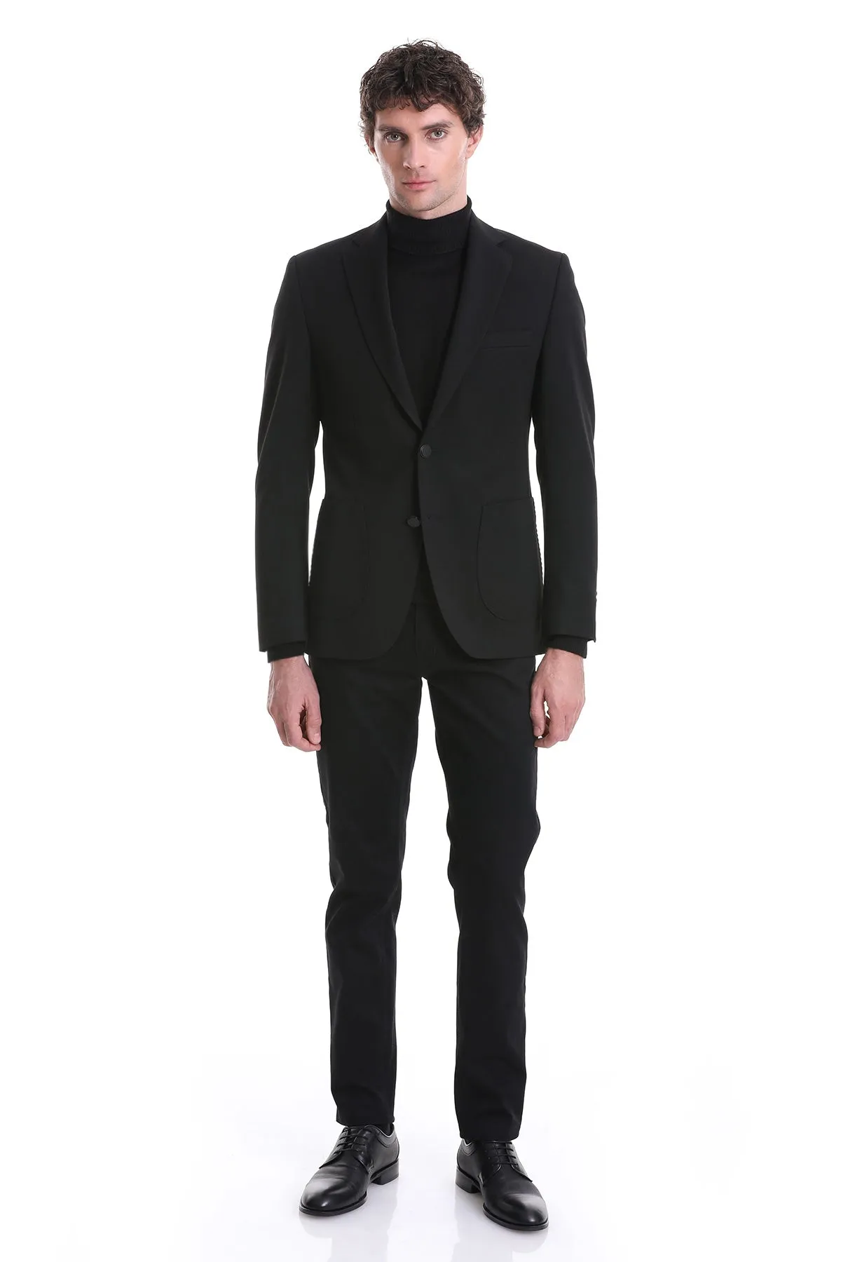 Aramid Fiber Reinforcement Refined Style Slim Fit Notch Lapel Black Classic Blazer