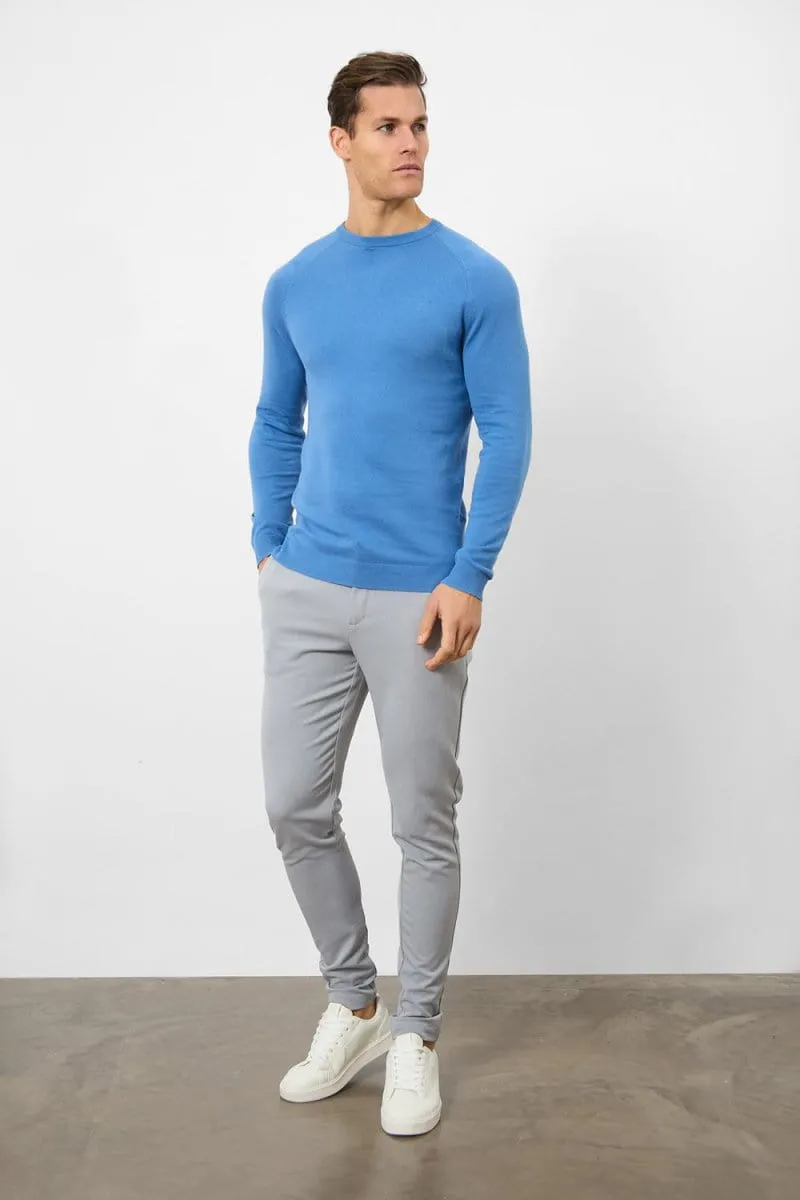 Cotton Crew Neck in Ocean Blue Zen Glow