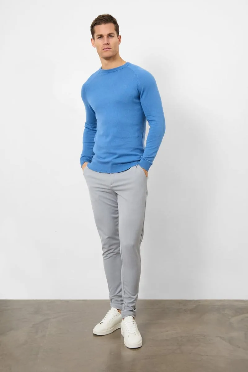 Cotton Crew Neck in Ocean Blue Classic Look