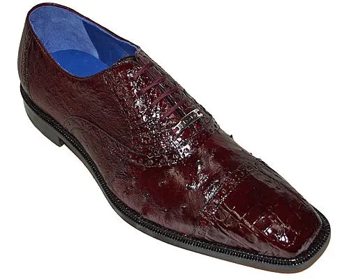 Belvedere - Onesto II, Genuine Ostrich and Caiman Crocodilus Dress Shoe - Burgundy - 1419 - IN STORE (SIZE 9 and 15 ONLY) Winter Base