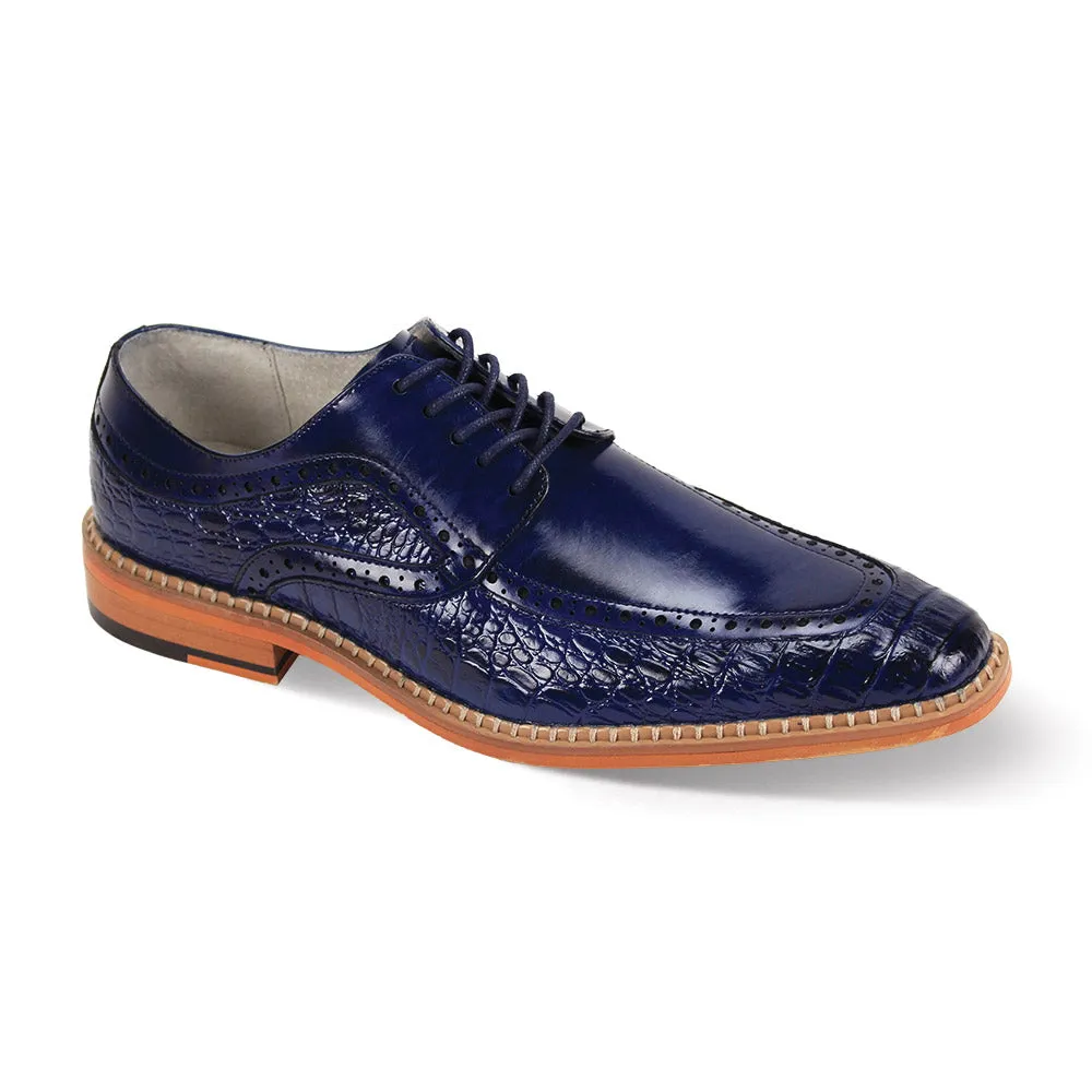 Zero Drop Platform Garrion Collection: Men's Cobalt Moc Toe Lace-Up Shoe with Coco Print and Smooth Leather Upper