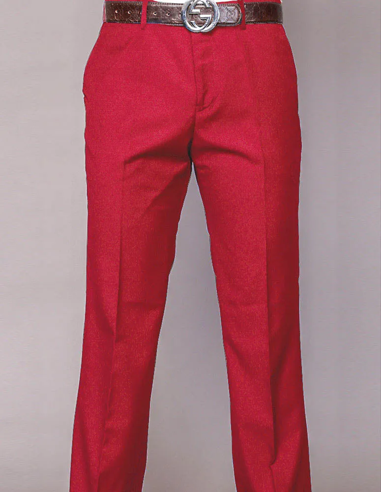 Perfect Look Breathable mesh lining RED MODERN FIT FLAT FRONT DRESS PANTS