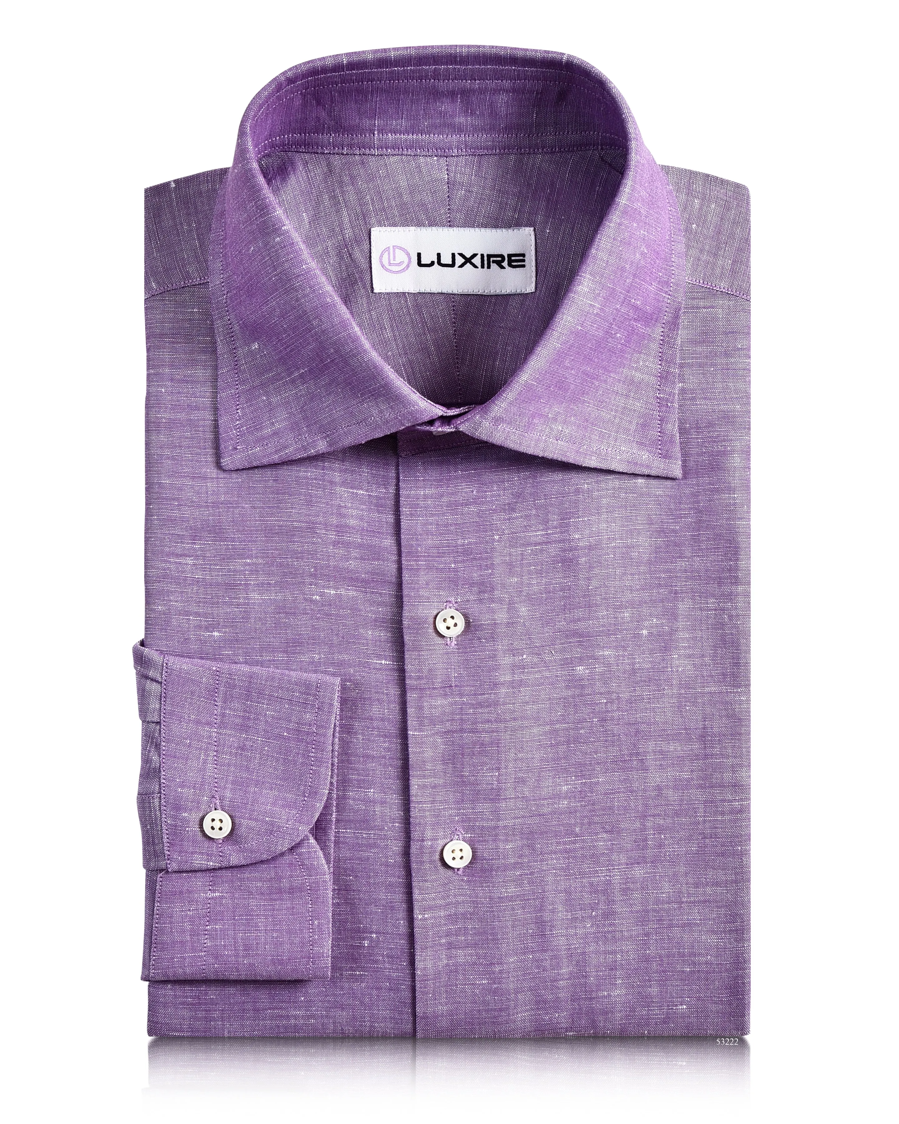 Layered Hem Details Cotton Linen: Plain Purple Chambray