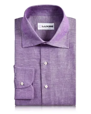 Layered Hem Details Cotton Linen: Plain Purple Chambray