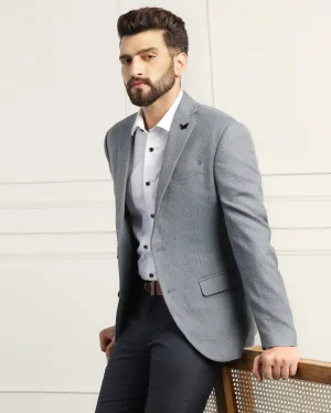 Formal Blue Textured Blazer - Corolla Minimal Detailing