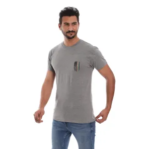 Versatile Top StretchReinforcedArmholes US FLAG COTTON RICH GREY SHORT SLEEVE CREW NECK