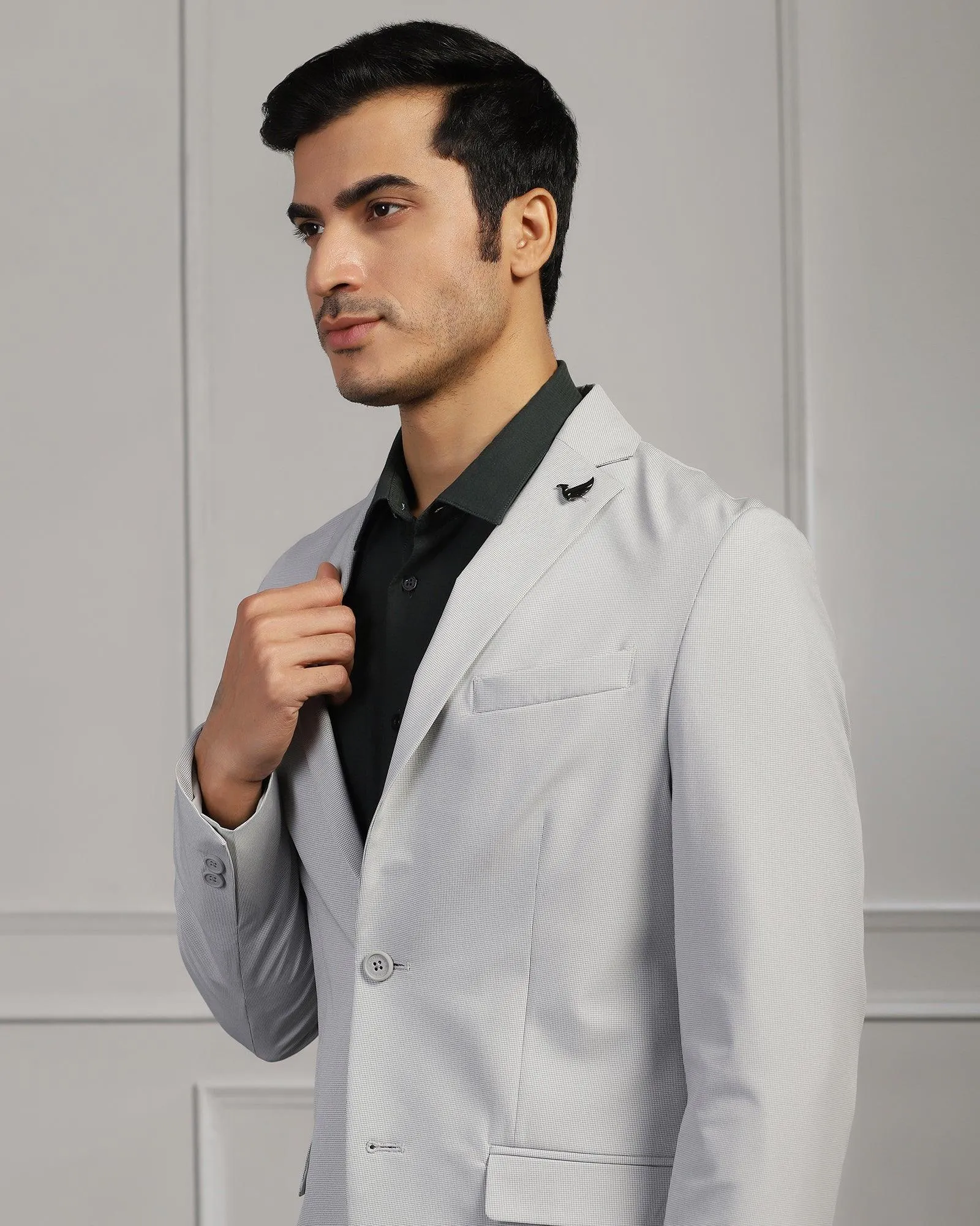 TechPro Formal Light Grey Textured Blazer - Maspar Layered Cuff System