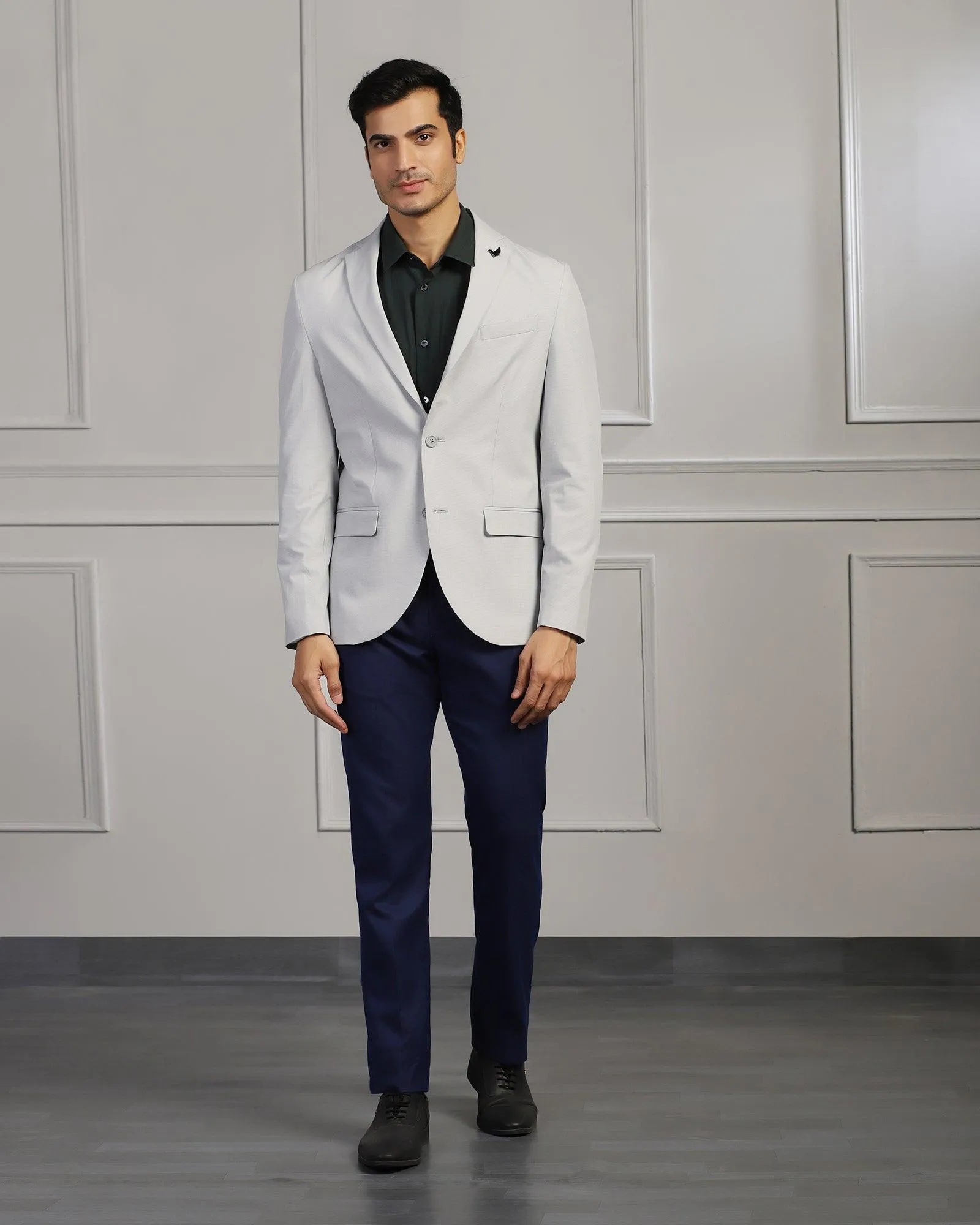 TechPro Formal Light Grey Textured Blazer - Maspar Flame retardant Subtle Texture