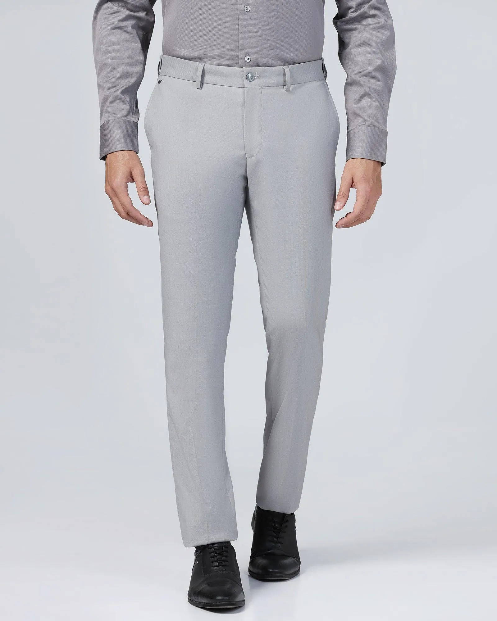 Slim Comfort B-95 Formal Light Grey Textured Trouser - Mazda Casual Movement Bootcut shape