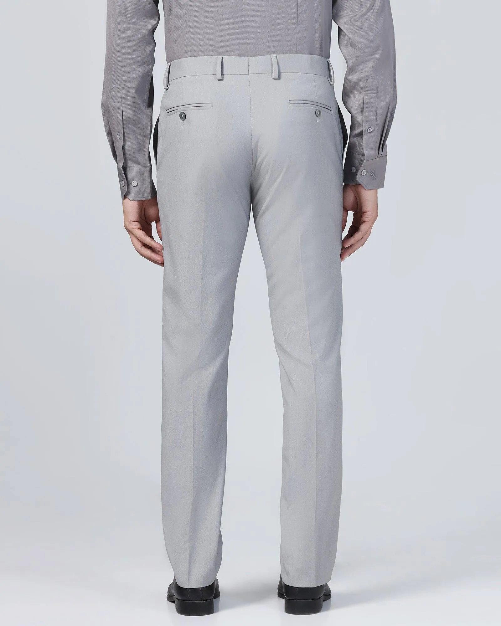 Slim Comfort B-95 Formal Light Grey Textured Trouser - Mazda Durable Hem Quick Access Pockets