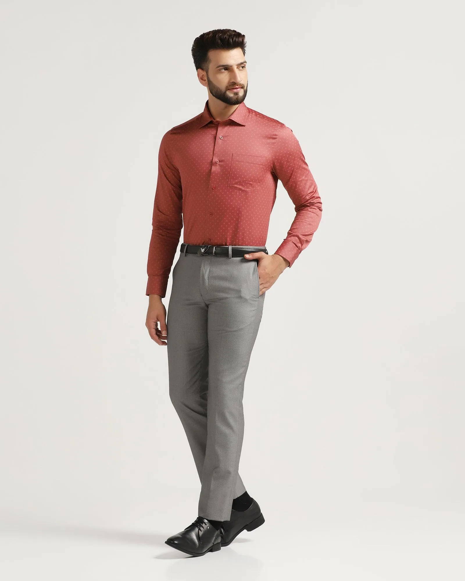 Slim fit B-91 Formal Grey Textured Trouser - Hoop Utility Style Flex Foam Inserts