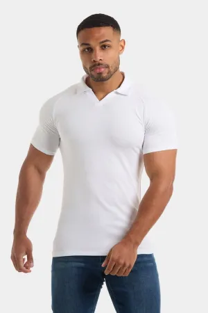Jersey Buttonless Polo Shirt in White Comfortable Look Fashion Comfort
