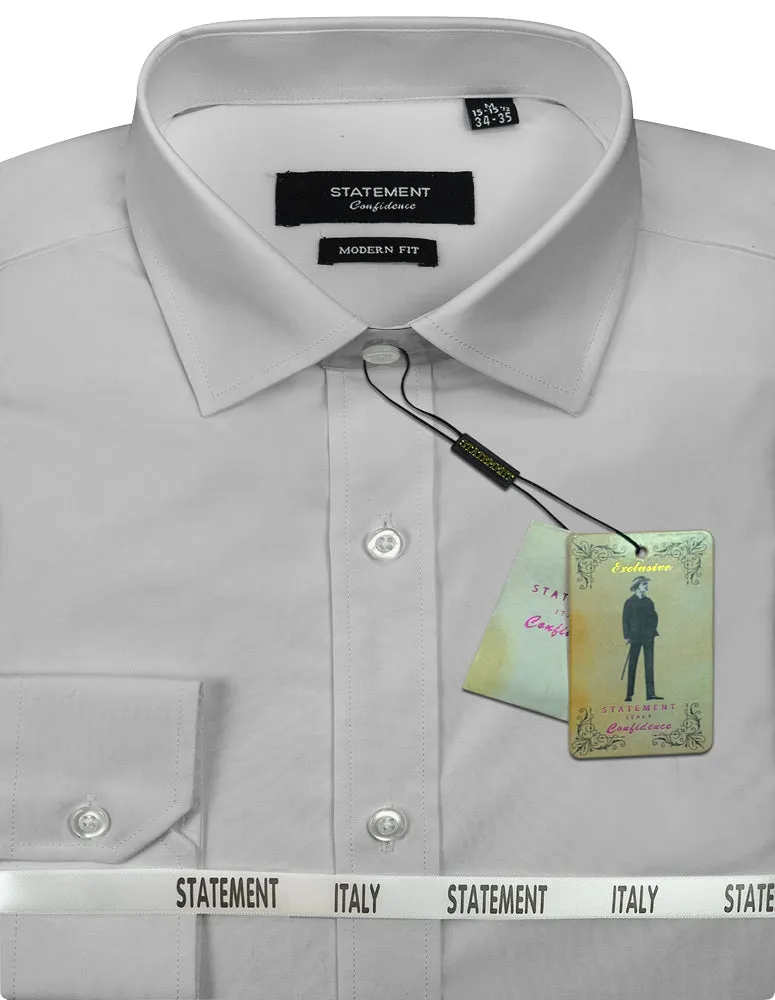 Edgy Fashion Trendsetter Choice MODERN FIT GRAY BASIC DRESS SHIRT