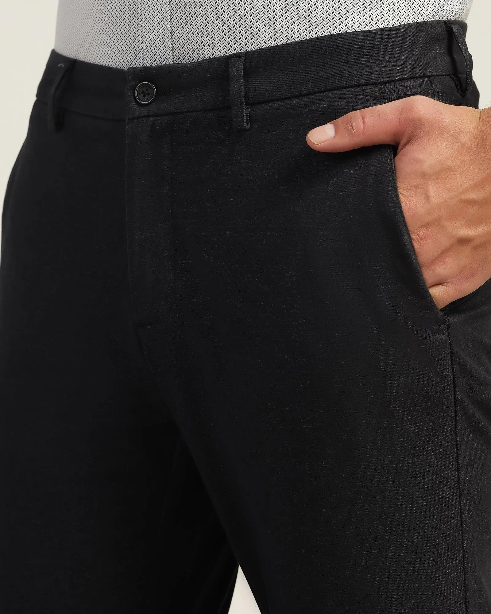 Soft Performance Slim Comfort B-95 Casual Black Solid Khakis - Cypher