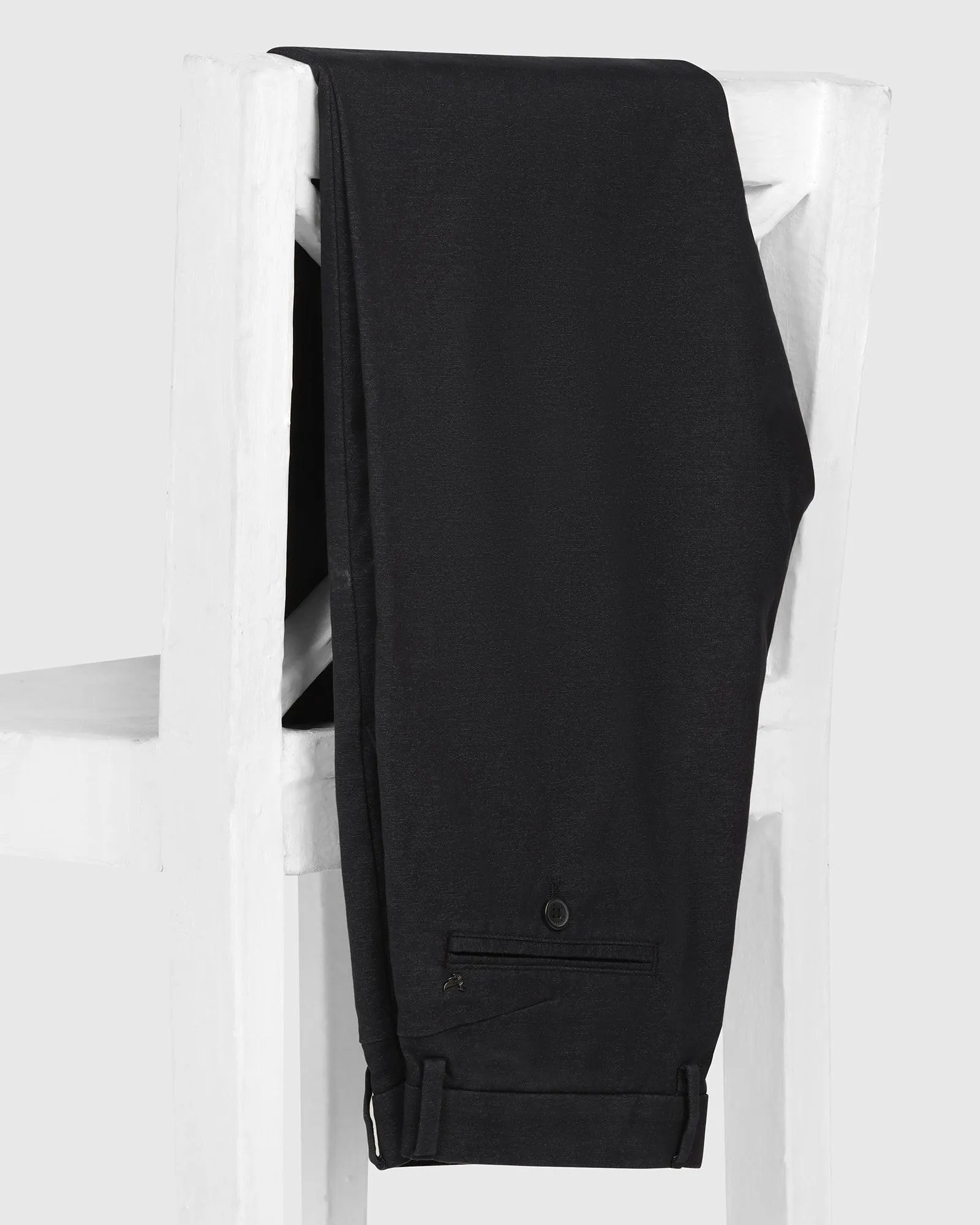 Structured Hemline Mesh Comfort Slim Comfort B-95 Casual Black Solid Khakis - Cypher