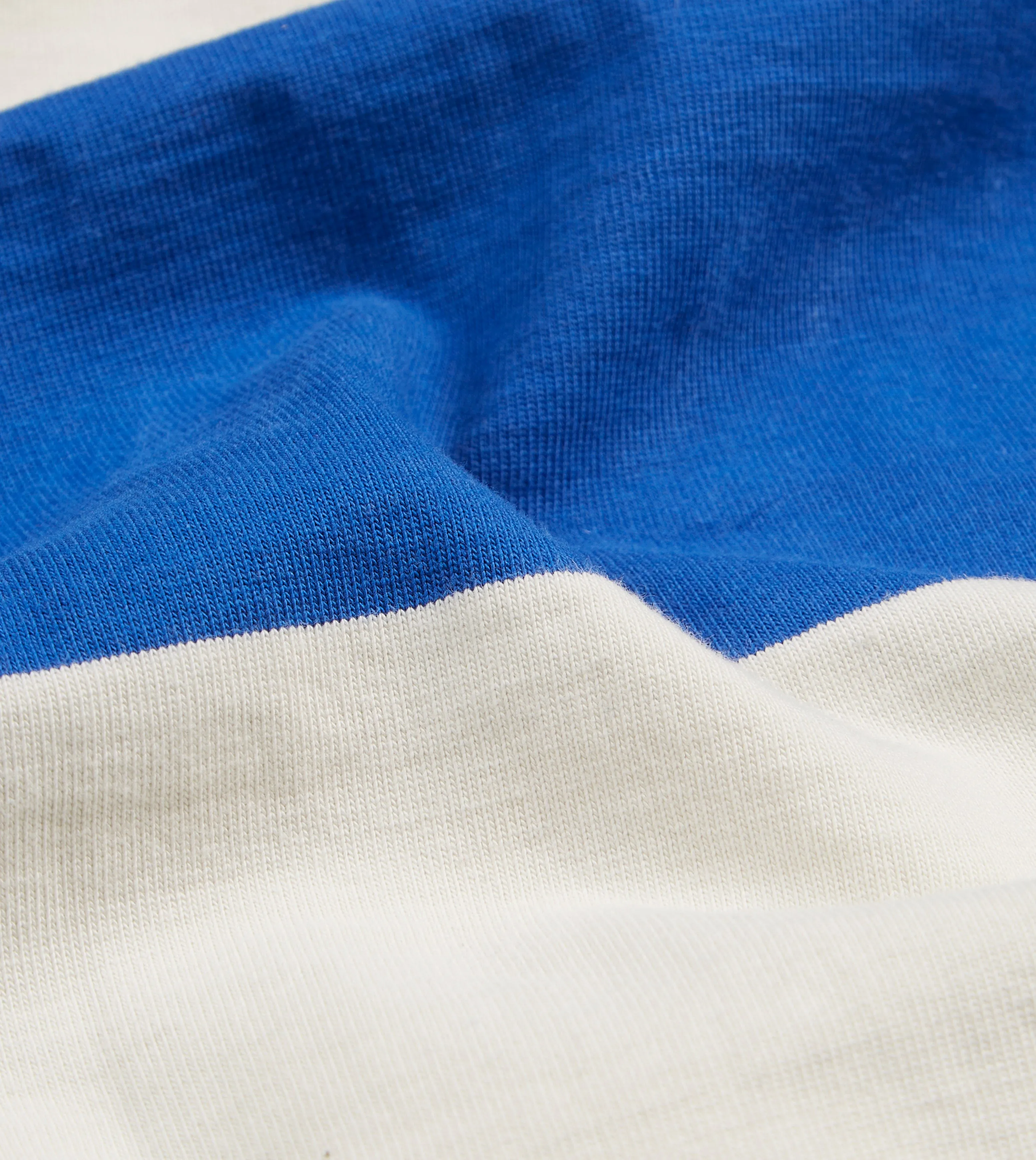 Blue and White Wide Stripe Heavy Cotton Crew Neck Hiking T-Shirt SoftenedNeckline Chill Style