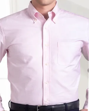 Workwear Style Embroidered Logo EZS Pale Pink Oxford Shirt