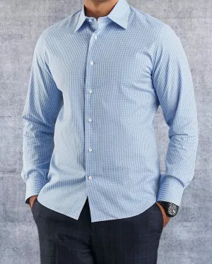 Sky Blue Gingham Shirt Cultural Inspired