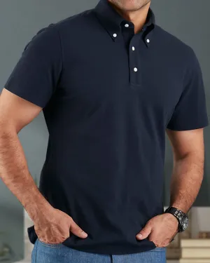 EZS Navy Polo T-Shirt FourWay Stretch Fabric Trendy Layer