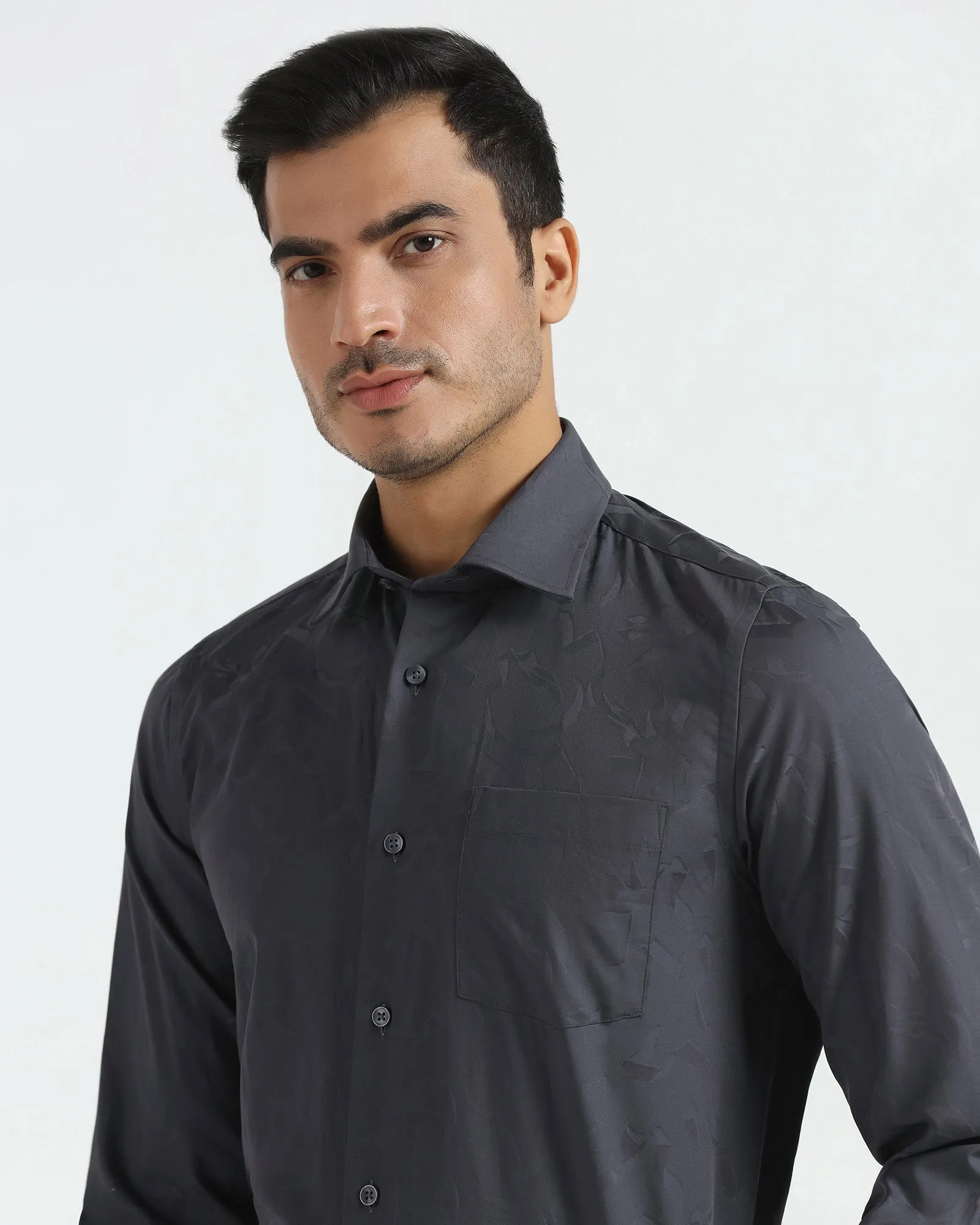 Formal Charcoal Grey Jacquard Shirt - Riley Odor Control Fabric Corporate Event