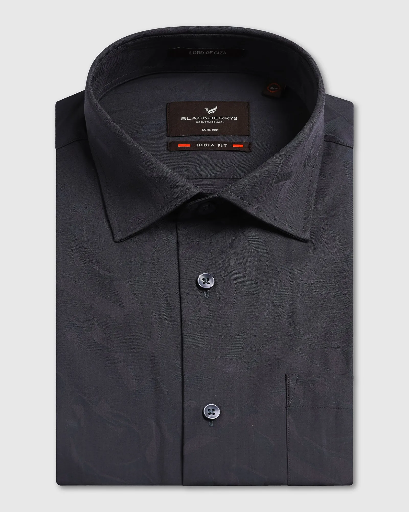 Tagless label Formal Charcoal Grey Jacquard Shirt - Riley