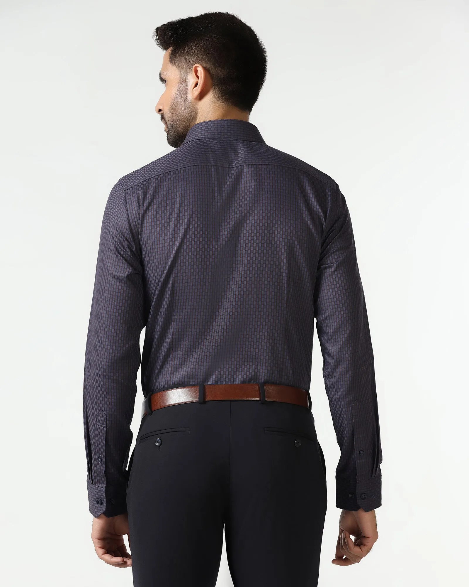 Tagless label Pure Cotton Blue Textured Shirt - Roster