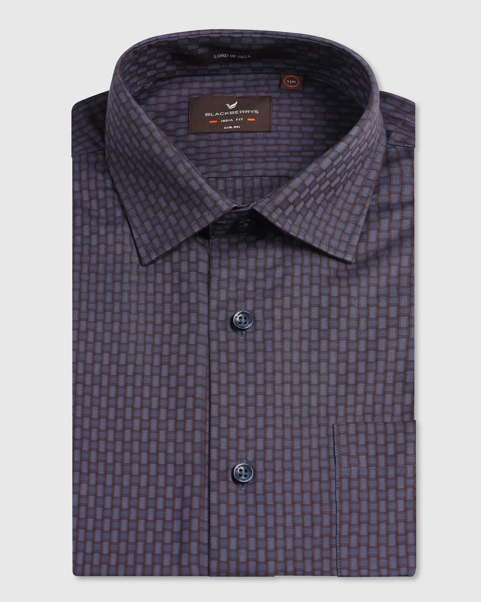 Blue Textured Shirt - Roster Contemporary Look High-Quality Fabric