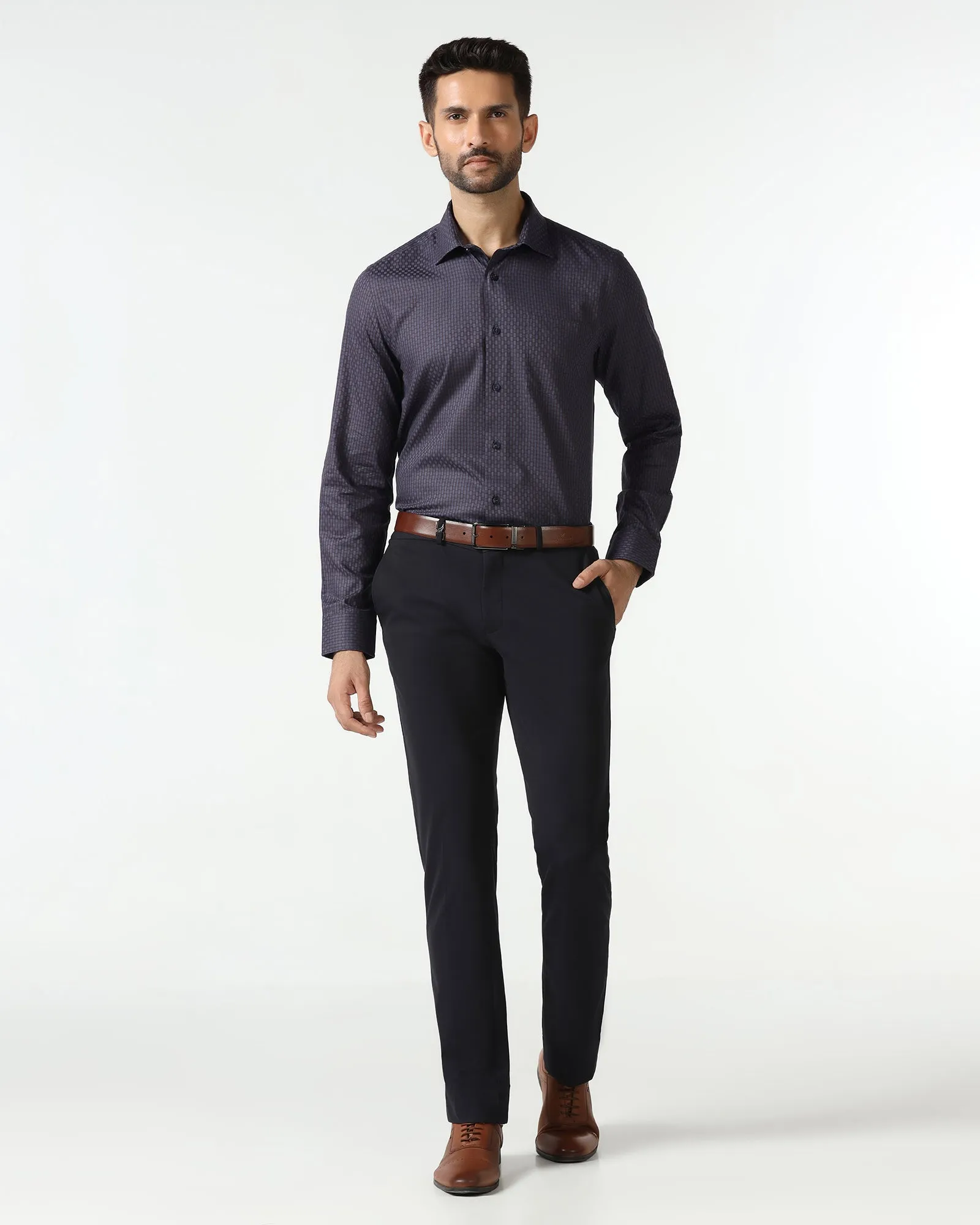 Blue Textured Shirt - Roster Summer Camp Custom Fit