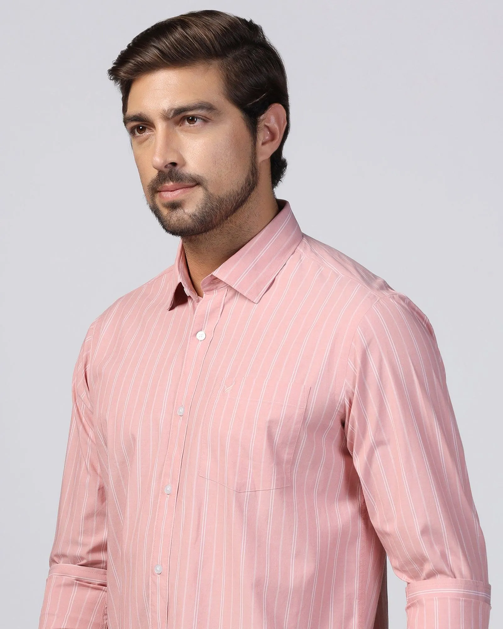 Chic Look Casual Pink Stripe Shirt - Dollar