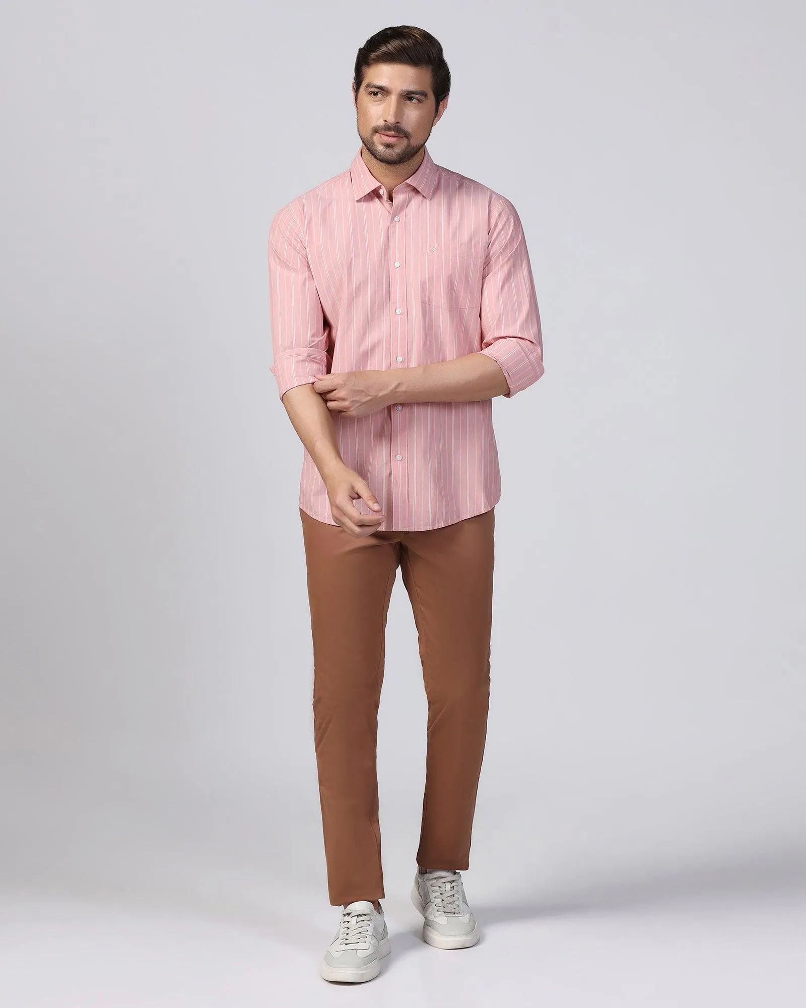 Artistic Design Casual Pink Stripe Shirt - Dollar