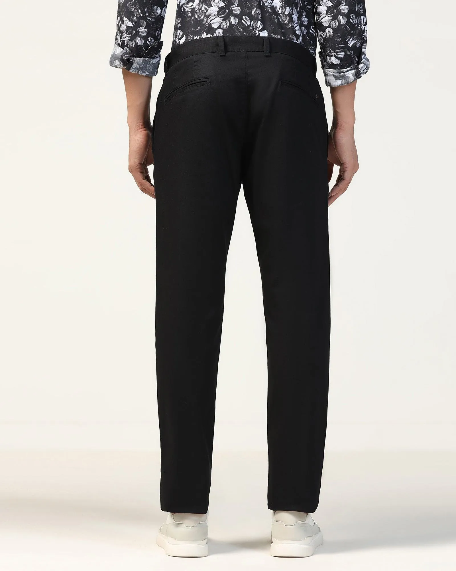 Relaxed Lines Adaptable Fit Slim Fit B-91 Casual Black Textured Khakis - Kart