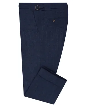 VBC: Navy Blue Wool-Linen Flattering Fit