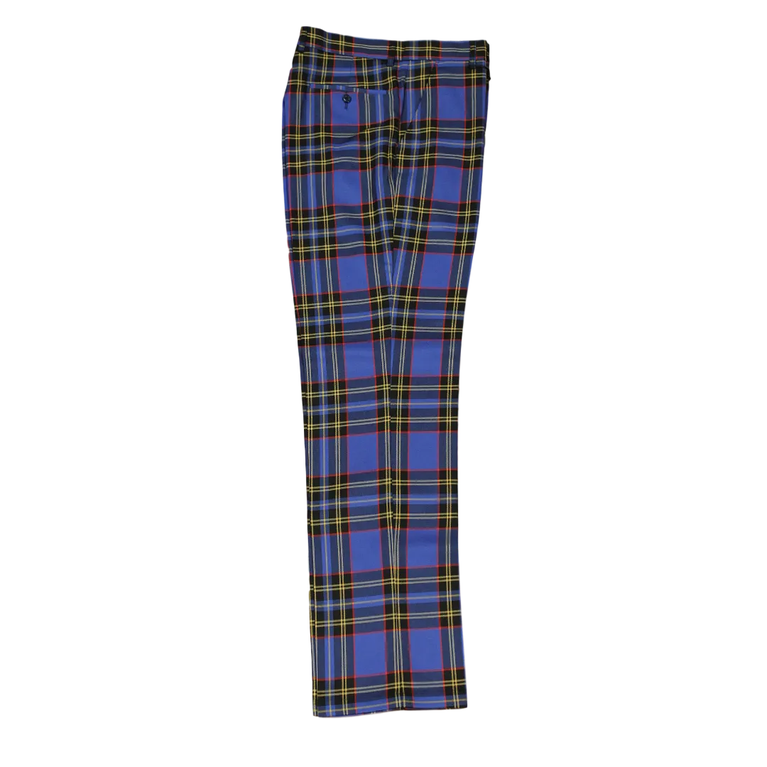 Plaid Royal Blue Yellow Black Red Pants Quick Conversion Hem