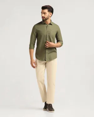 Straight B-90 Casual Beige Textured Khakis - Kros Relaxed Fit