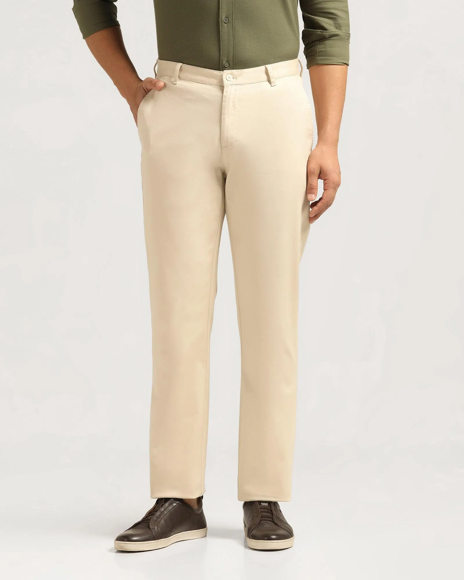 NonSlipInnerGrip Straight B-90 Casual Beige Textured Khakis - Kros