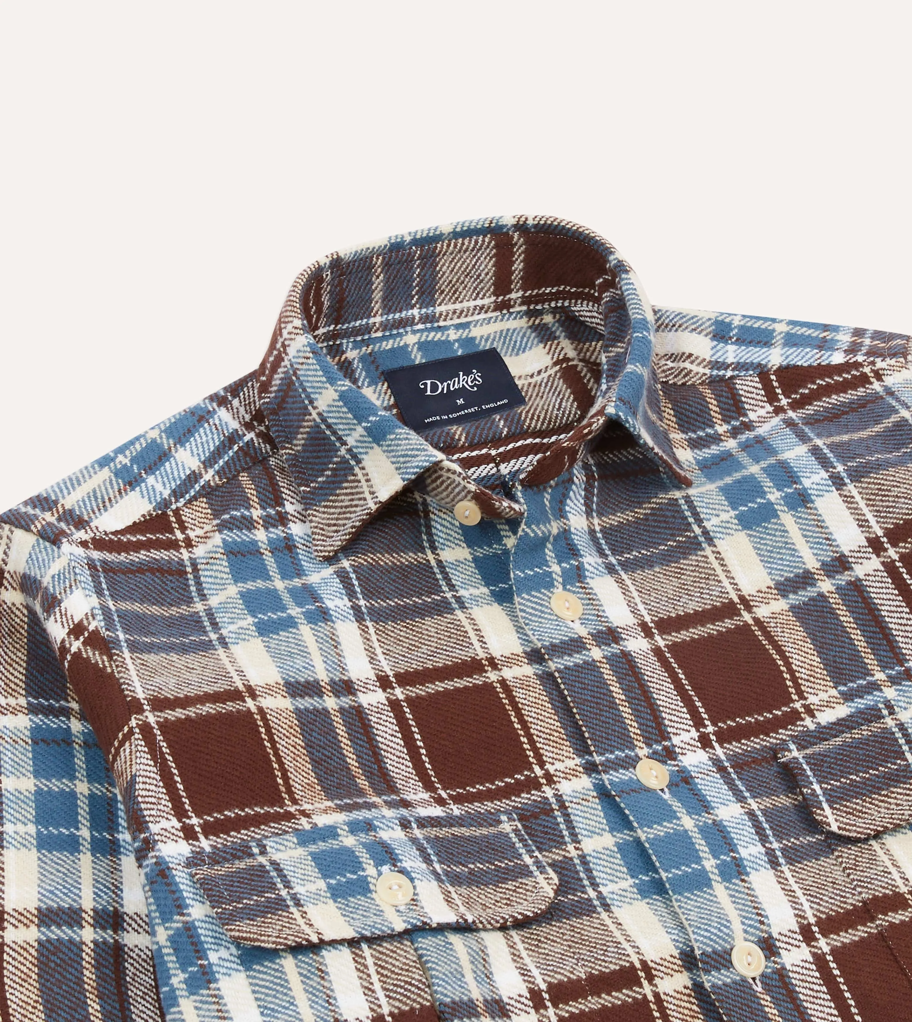 Non Irritating Tags Blue Check Heavy Cotton Two-Pocket Work Shirt