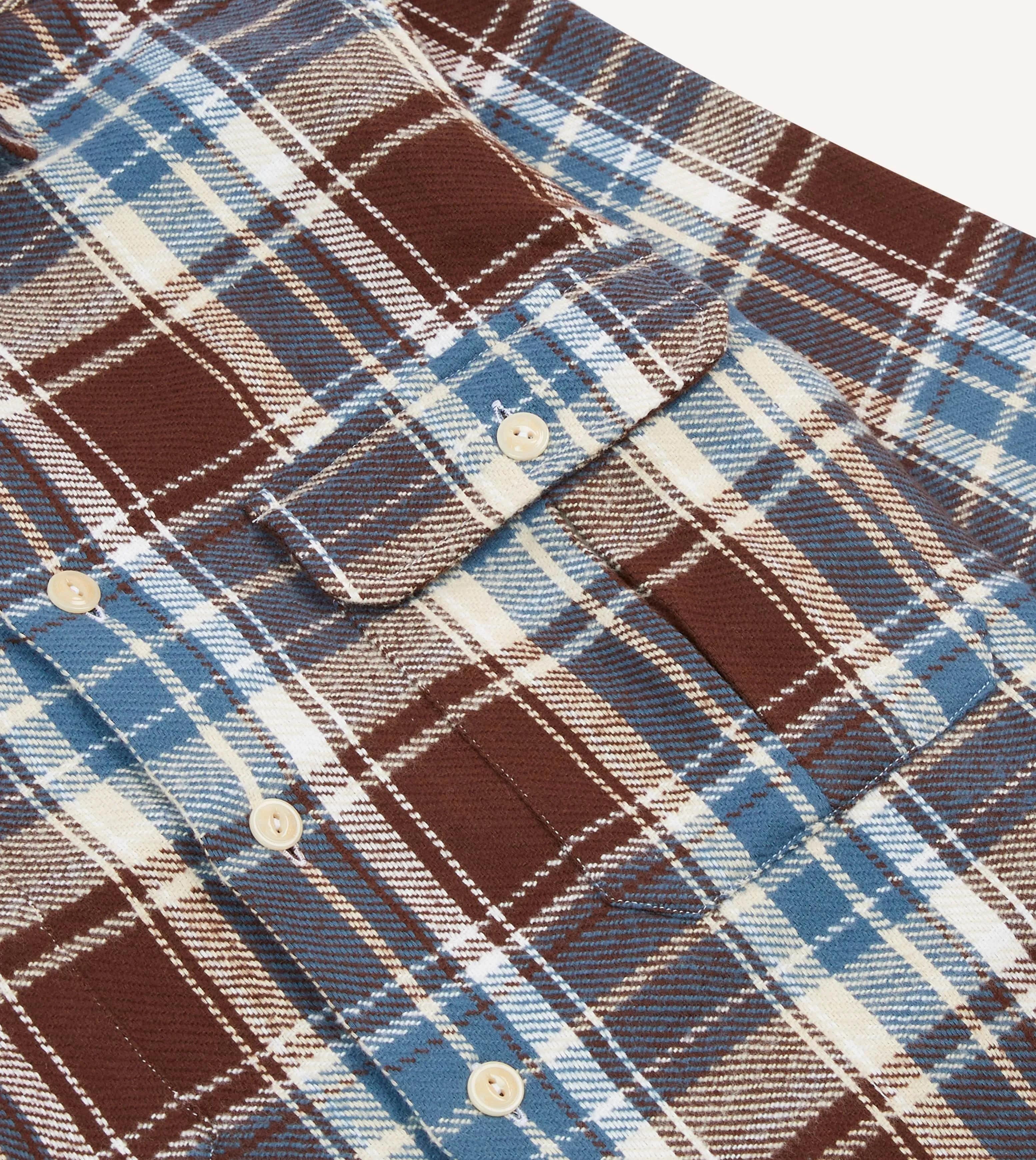 Moisture wicking Coffee Run Blue Check Heavy Cotton Two-Pocket Work Shirt