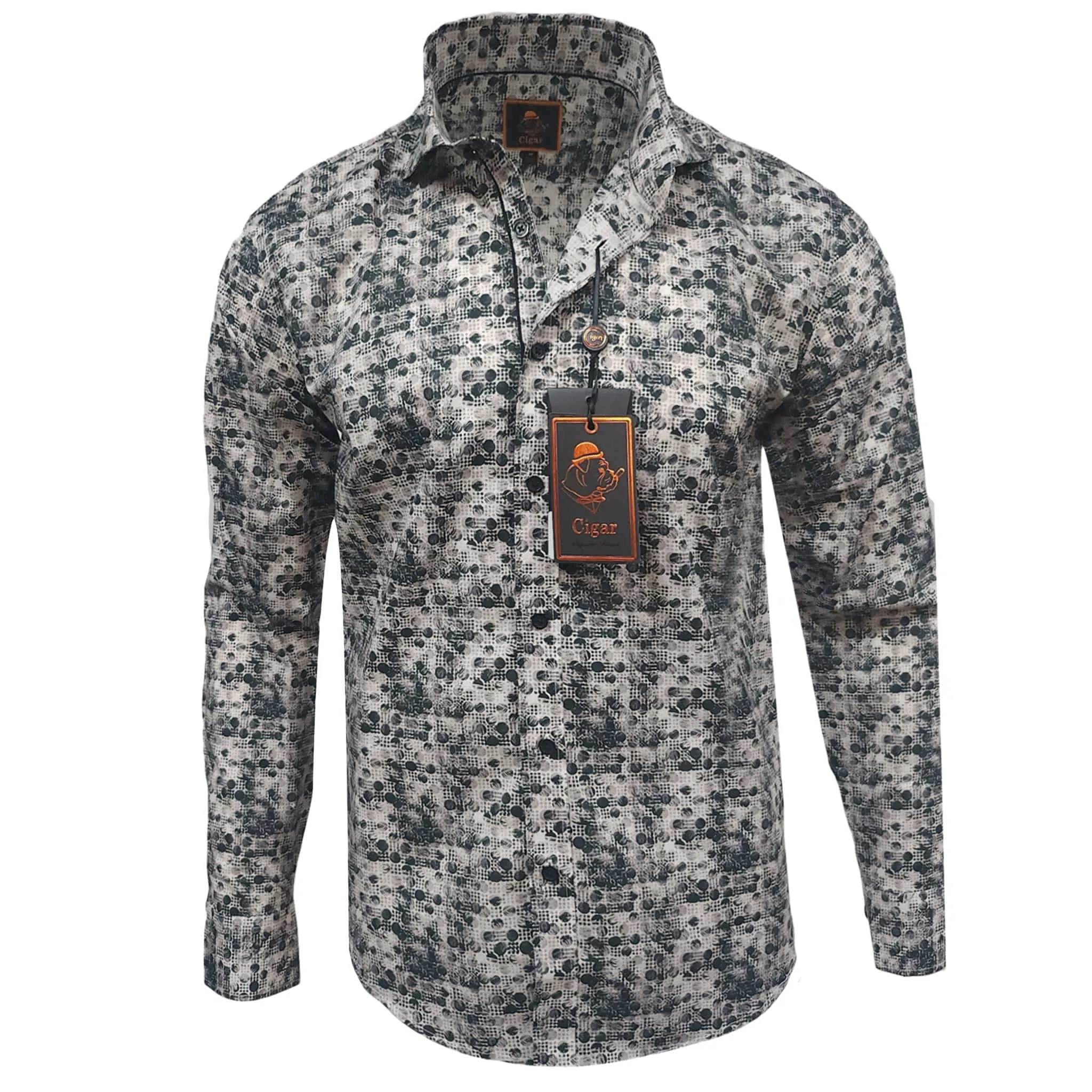 Sheer Panel Regular Fit Cigar Sport Shirt/ M-1855