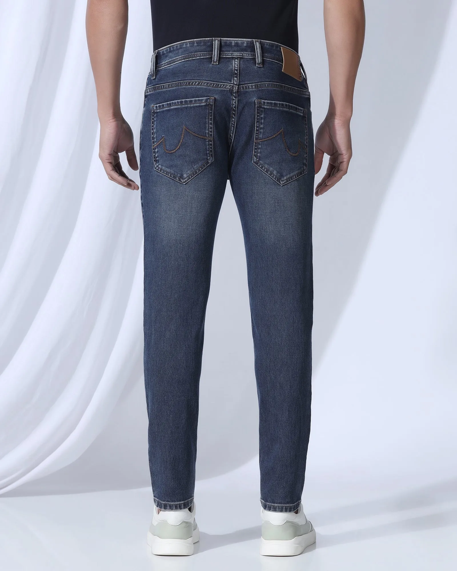 Crosshatch Stitching Festival Outfit Urban Explorer Ultrasoft Skinny Cropped Fiji Fit Indigo Jeans - Tom