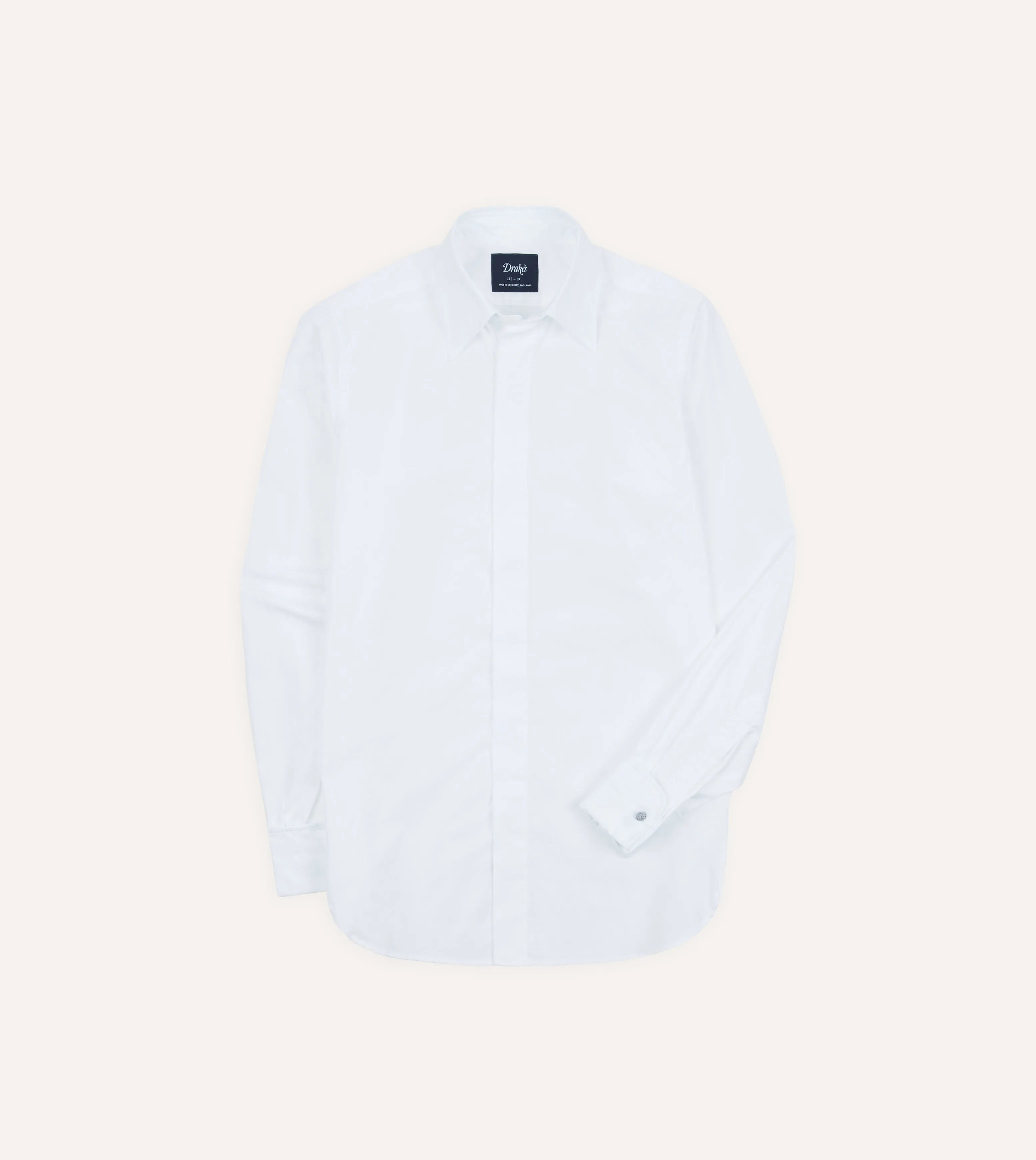 Button front White Cotton Long Point Collar Dinner Shirt