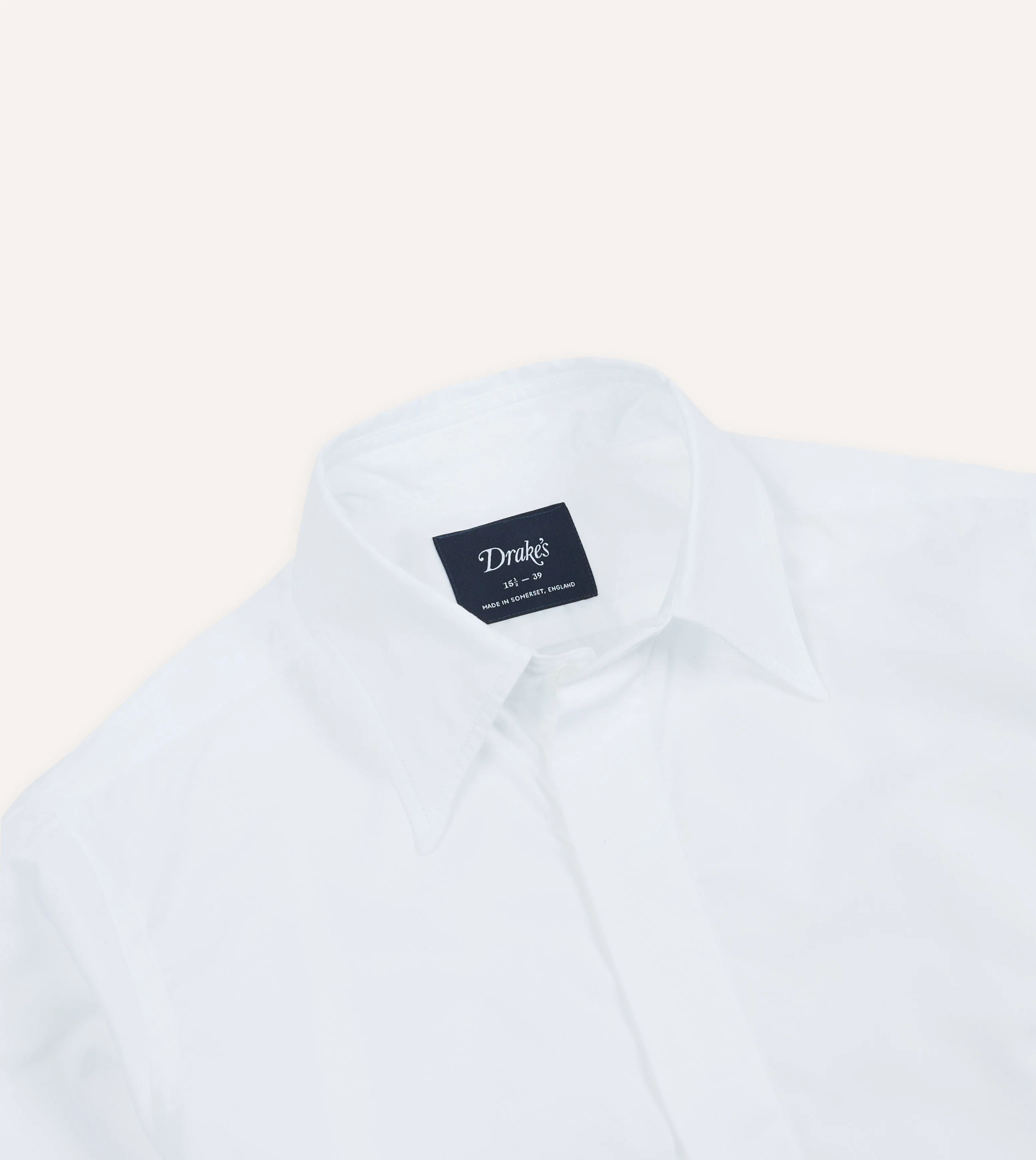 White Cotton Long Point Collar Dinner Shirt Snag Resistant Fabric Reinforced Elbow Patches