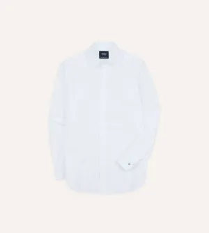 Button front White Cotton Long Point Collar Dinner Shirt