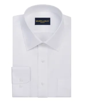 Moisture Management Tech Wilkes & Riley Classic Fit Spread Collar All Cotton Non-Iron Pinpoint Oxford Dress Shirt in White