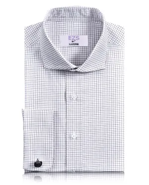 EZS Mauve Black Tattersall Checks on White Shirt Loose Fit