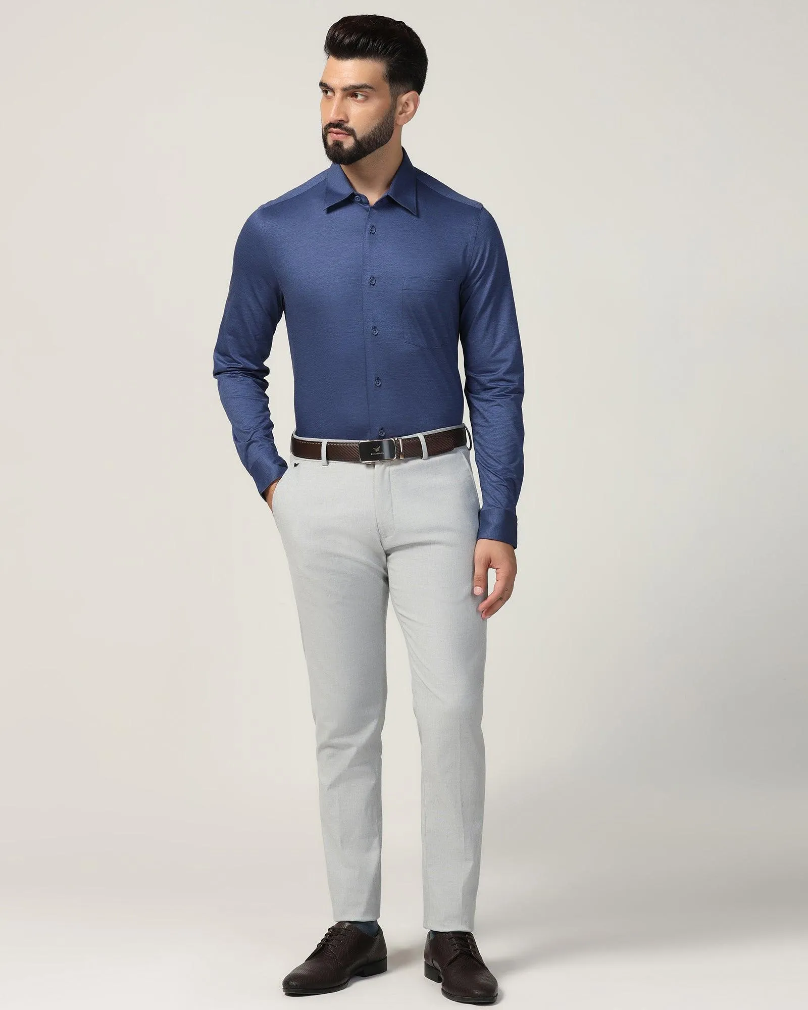 Formal Cobalt Solid Shirt - Boone hypoallergenic material Reinforced Buttonholes