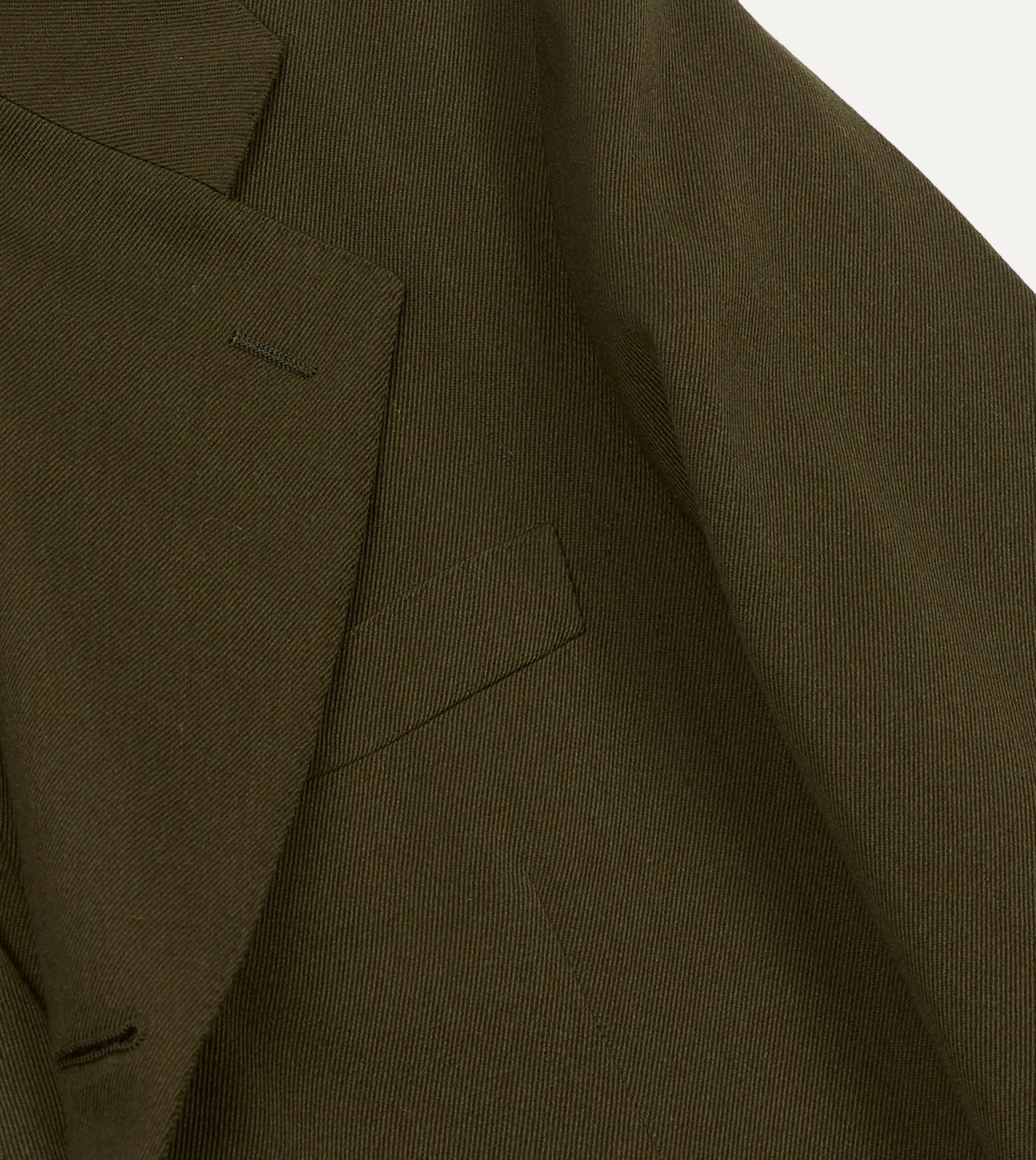 Olive Wool-Cotton Tailored Jacket Simple Outer