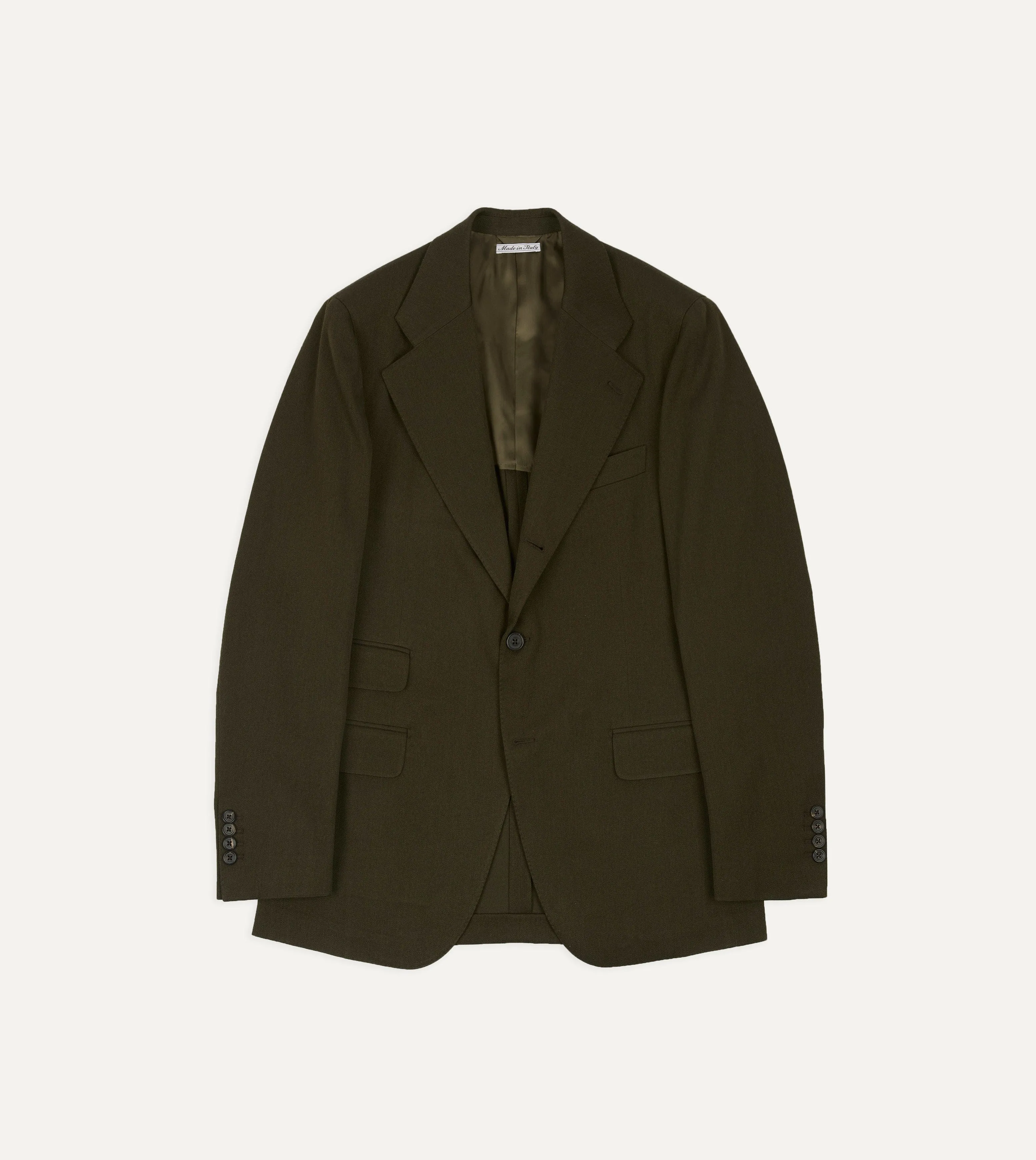 Olive Wool-Cotton Tailored Jacket retro look Day To Night Wear