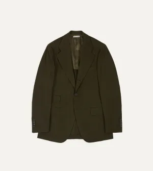 Olive Wool-Cotton Tailored Jacket retro look Day To Night Wear